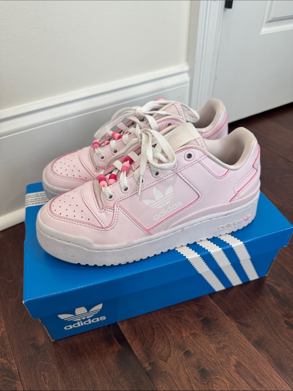 Adidas Forum Bold Platform Sneakers Shoes Pink Limited Edition Beaded Laces